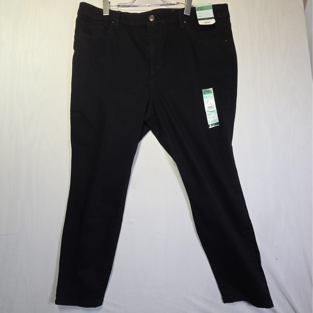 Terra & Sky Womens 22W Petite Black Jeans High Rise Skinny Plus Size NWT